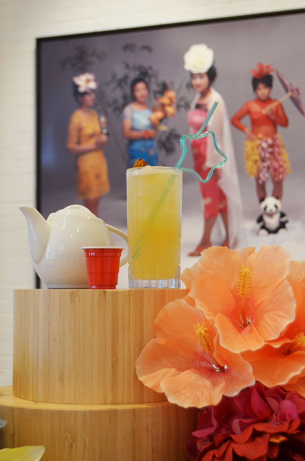 A cocktail in the gallery at 21c St. Louis during a Sip & Tour event
