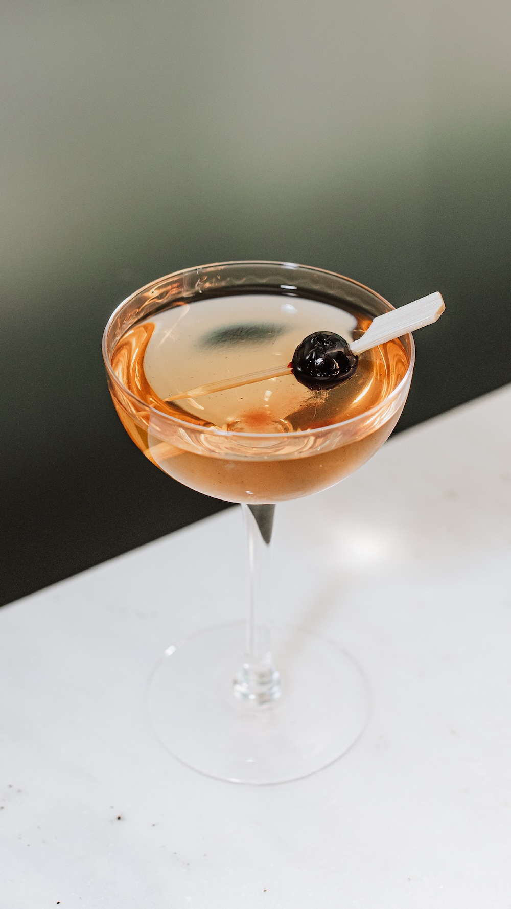 Manhattan cocktail on a white table