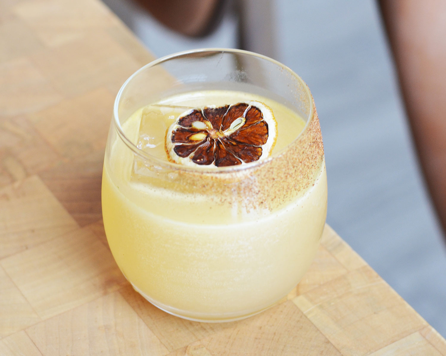 A golden, citrusy cocktail inspired by Frances Goodman’s sculpture, "Medusa"