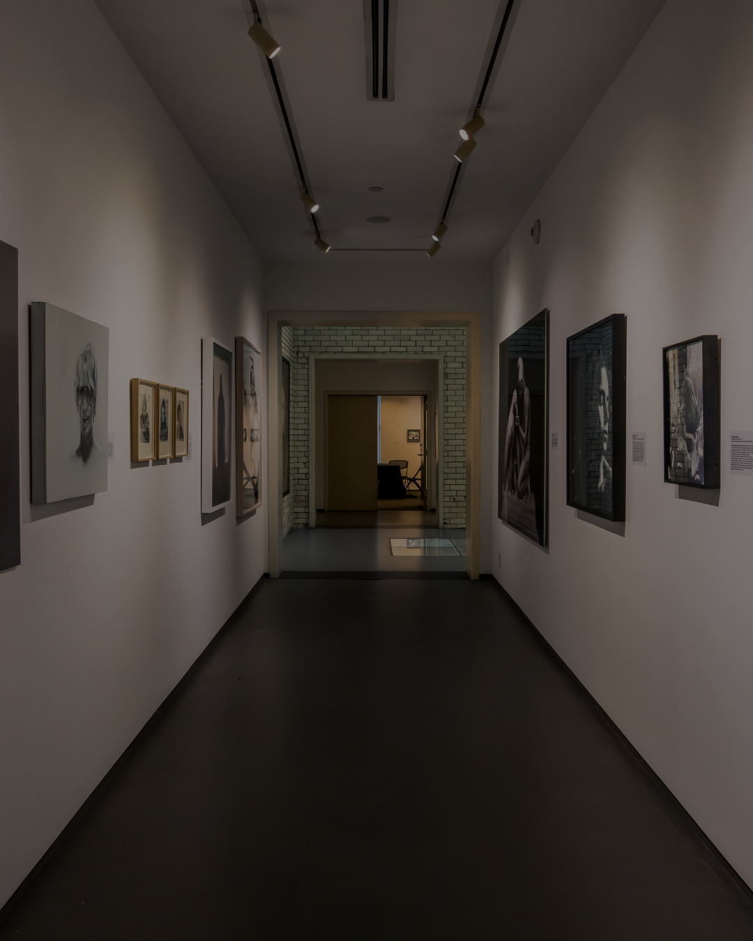 evening lit gallery hallway