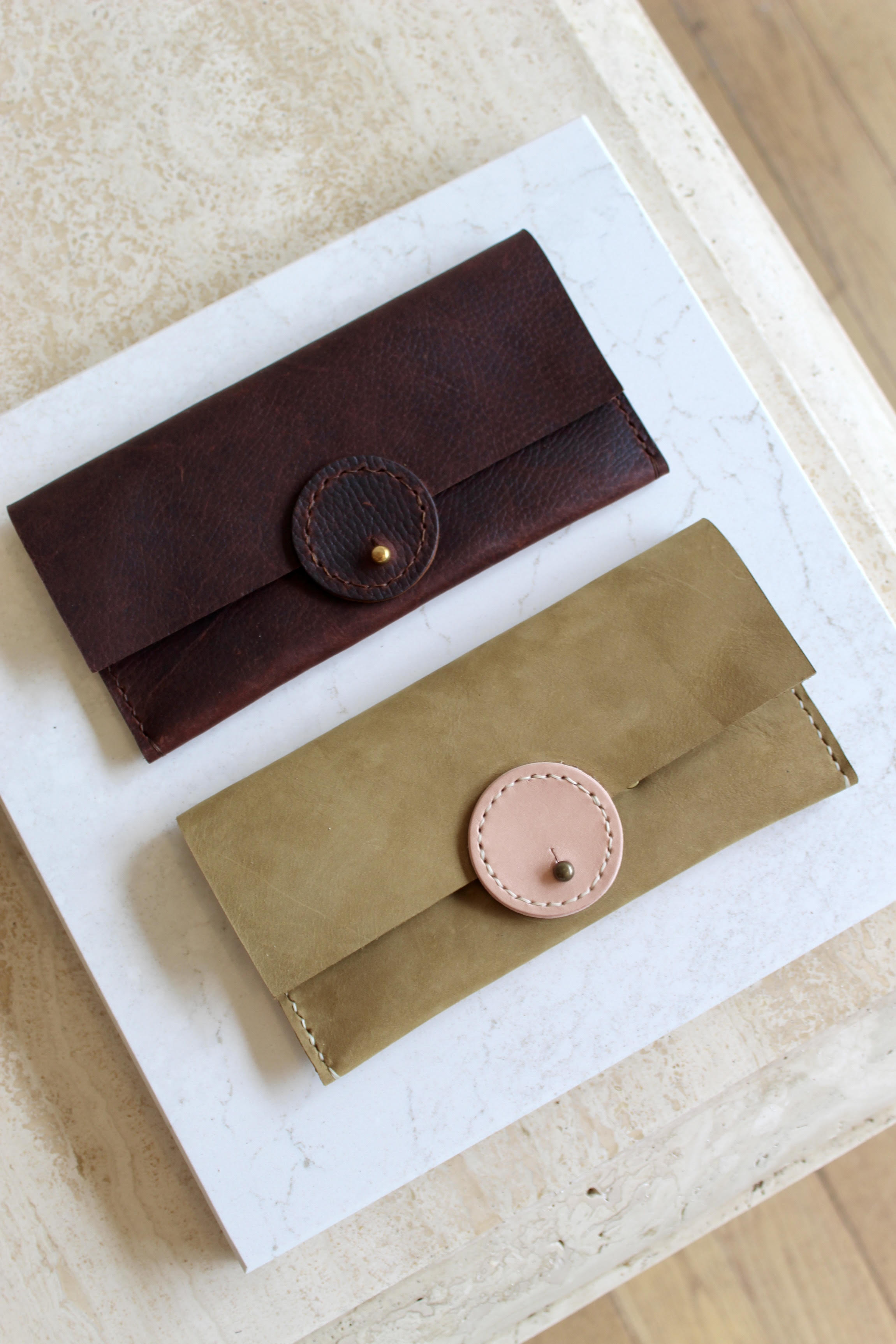 Handcrafted leather wallets by Hollis Leather