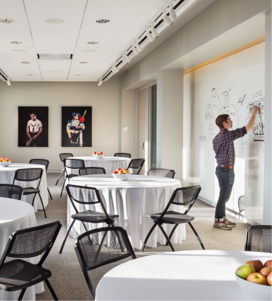 Gallery with round tables
